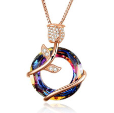 Rose Pendant necklace, Colorful necklace Rose Flower Necklace,