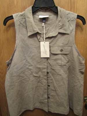 NWT WOMENS UNIVERSAL THREAD GOODS CO 100% COTTON OLIVE SLEEVELESS SHIRT SIZE L