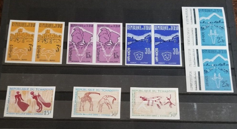 Chad-11 unlisted imperf singles & pairs (Animal theme)(MNH)