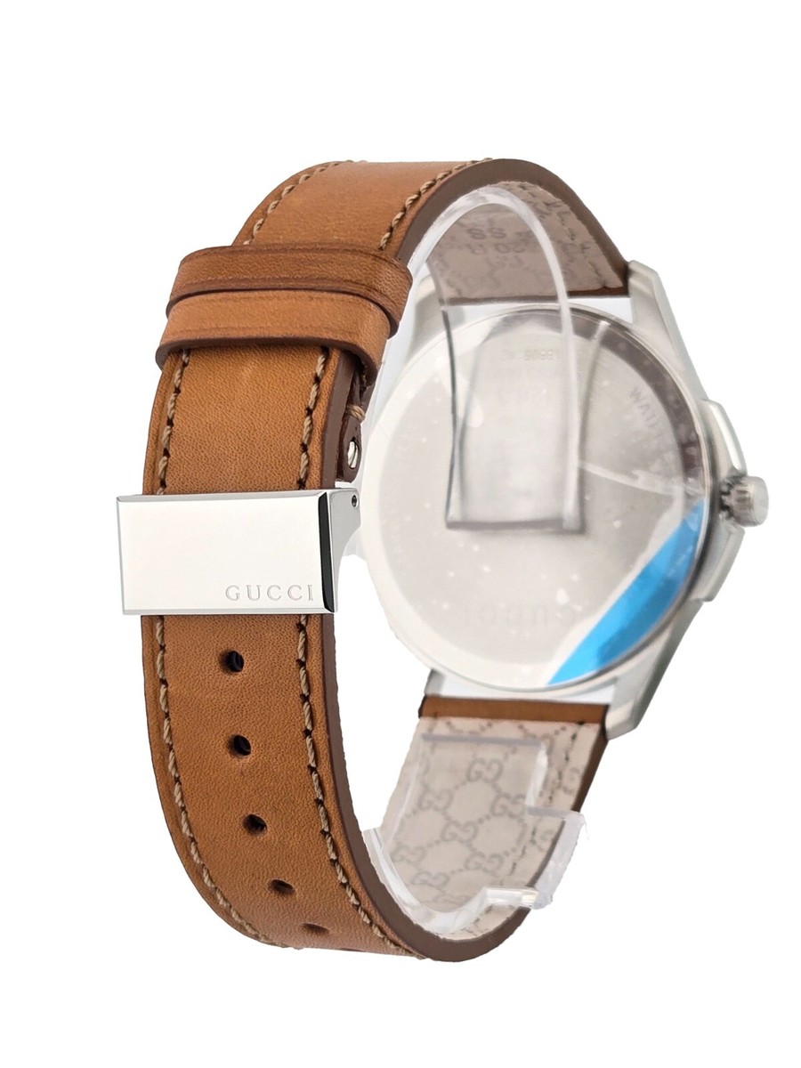 Gucci G-Timeless YA126302 Dark Gray Dial Leather Band Men's Watch