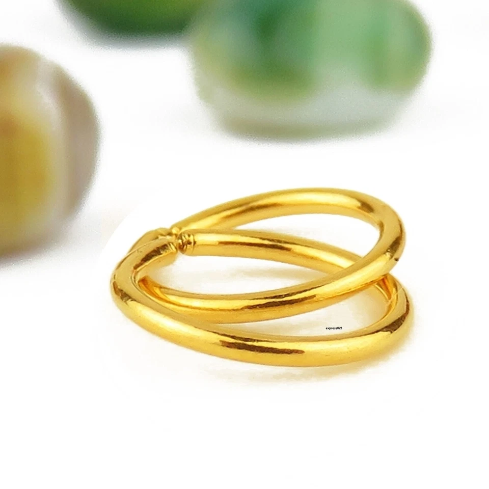 Pure 999 24k Yellow Gold Hoop Women Lucky Gift 10mm Smooth Earrings 0.44-0.48g - Image 3 of 4