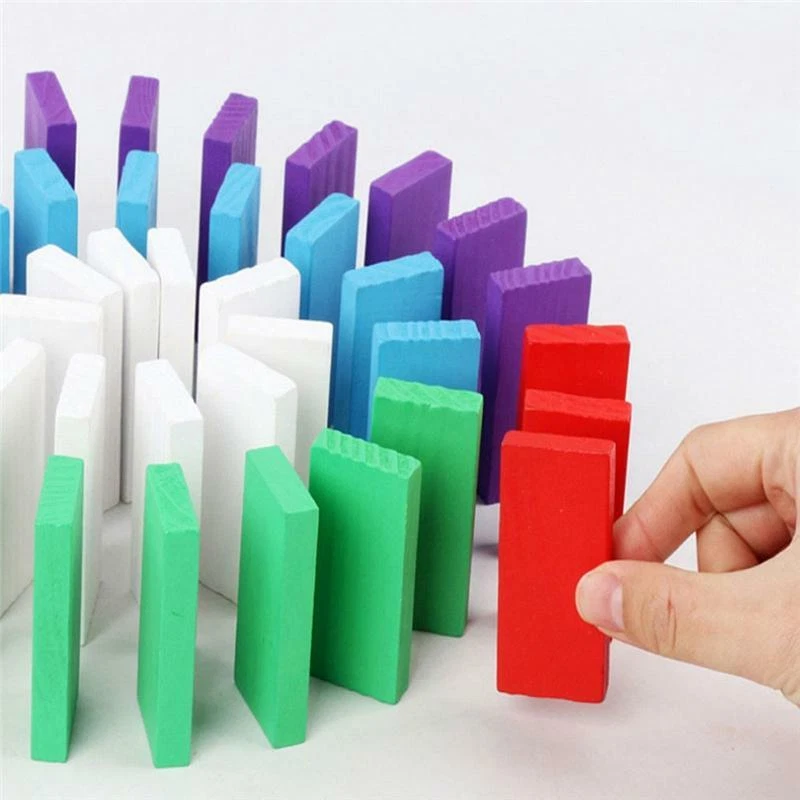 120Pcs/Set Colorful Dominoes Wooden Blocks Children Early Educational Play  Toy Domino Block