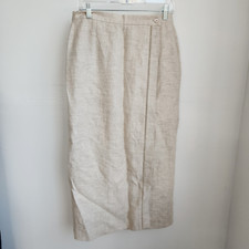 Vintage Talbots Linen Wrap Maxi Skirt Beige Lagom Cottagecore Lined size 14