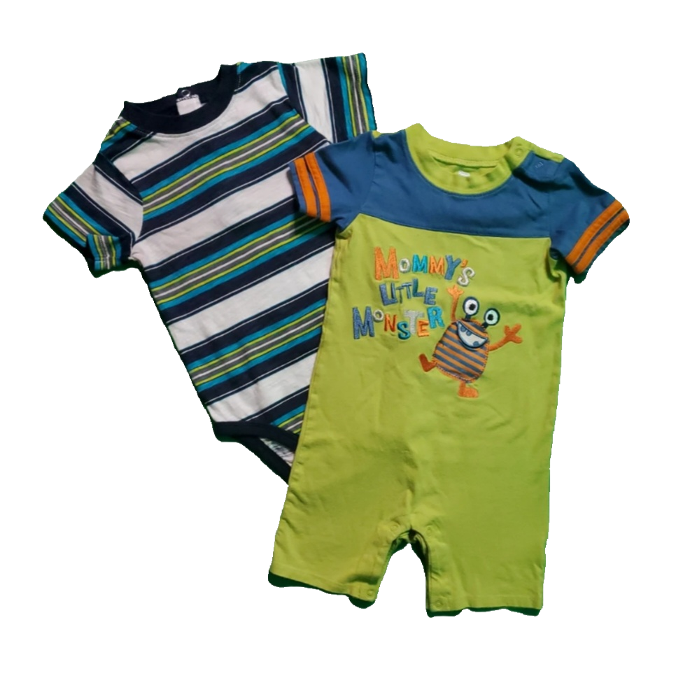 Baby Boys Infants Short Sleeve Bodysuit Romper Outfits Set Pack Size 18M