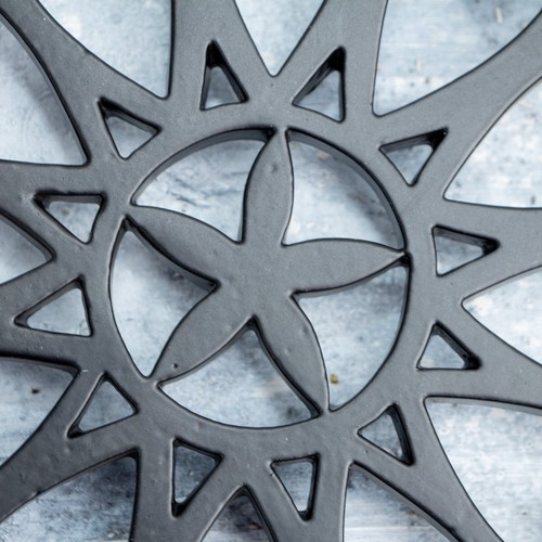 Kamin- Lüftungsgitter, Ornament für Mauer, rund|Eisen schwarz|H2,0xB19,0cm - Bild 4 von 7