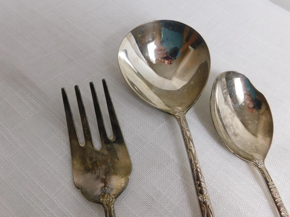 G6 - Wm. Rogers & Sons 魔法玫瑰菜叉和勺子 — 第 2/4 张图片