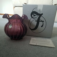 SIGNED Fenton, Vase, Amethyst Opalescent, 2002 Family Signing Event Exclusive.