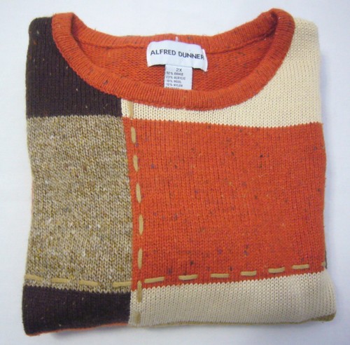 Alfred Dunner Women's 2X pullover Sweater Steeple Chase Red-orange brown+ New - Picture 7 of 7