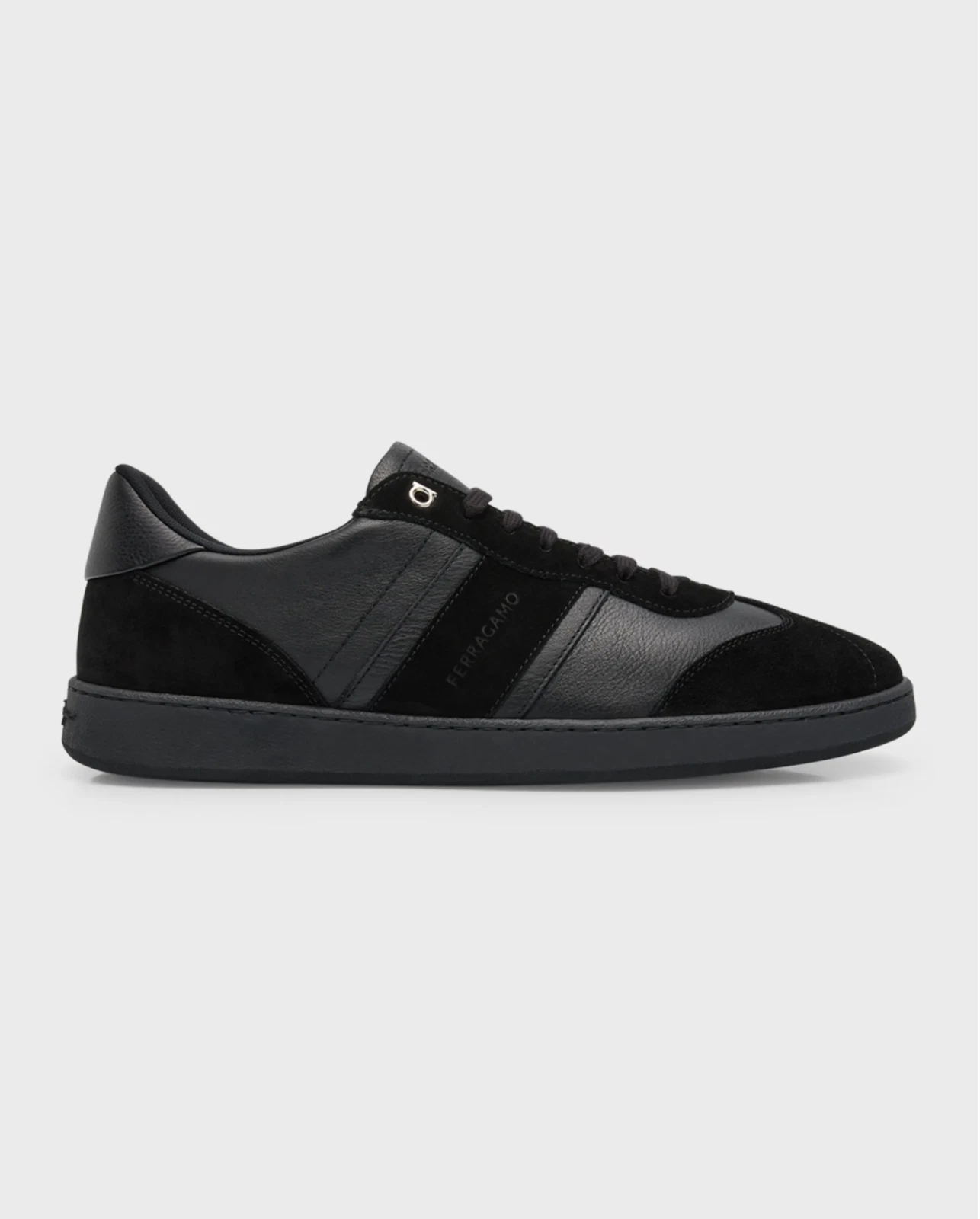 Ferragamo — Ferragamo Men's Achille 1 Leather Low Top Sneakers 0765745, Black - Retail $750