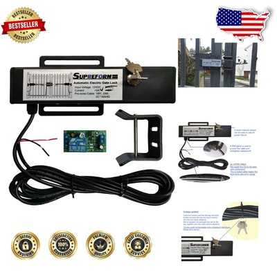 Fail Secure 12VDC Electric Gate Lock with 5m UL Listed Cable - Easy DIY Install