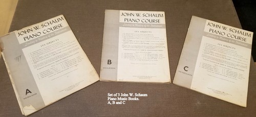 Vintage John W. Schaum A, B & C Klavier Musik Bücher (farbige Cover fehlen)