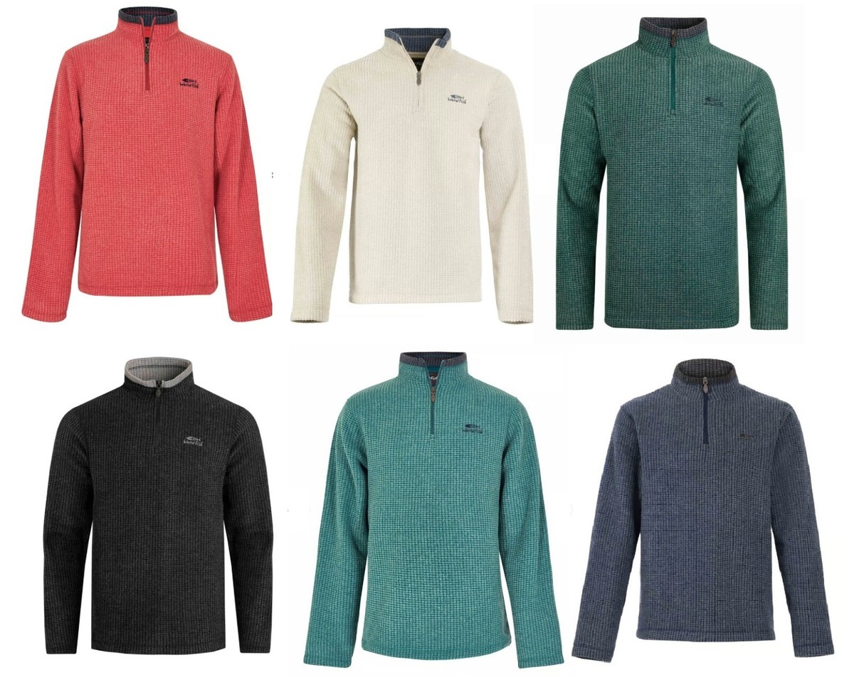 Ex Weird Fish Mens Newark ¼ Textured Zip Fleece Pullover Textured