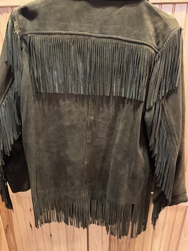 Vintage Western Fringe Brown Suede Leather Jacket Coat Mens Sz 38 - Picture 14 of 15