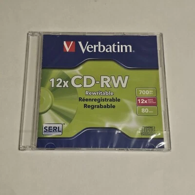 Blank CD RW Verbatim CD RW 700MB 4X-12X High Speed Slim Case VER95161 Media