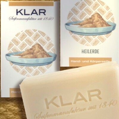 3ER PACK Klar Pflanzenöl-Seife HEILERDE, 100% Natur palmölfrei 3x100g vegan rein