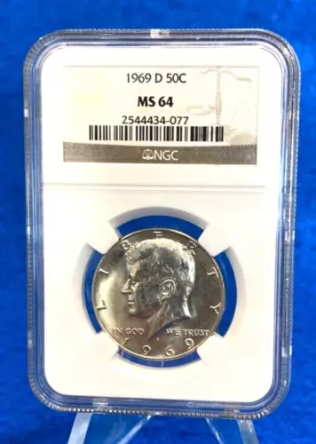 1969 D Kennedy 50C Silver Half Dollar NGC MS64