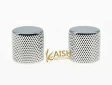 2x Chrome Guitar Bass Flat Top Barrel Knobs 18mm Diameter Tele Guitar Knobs