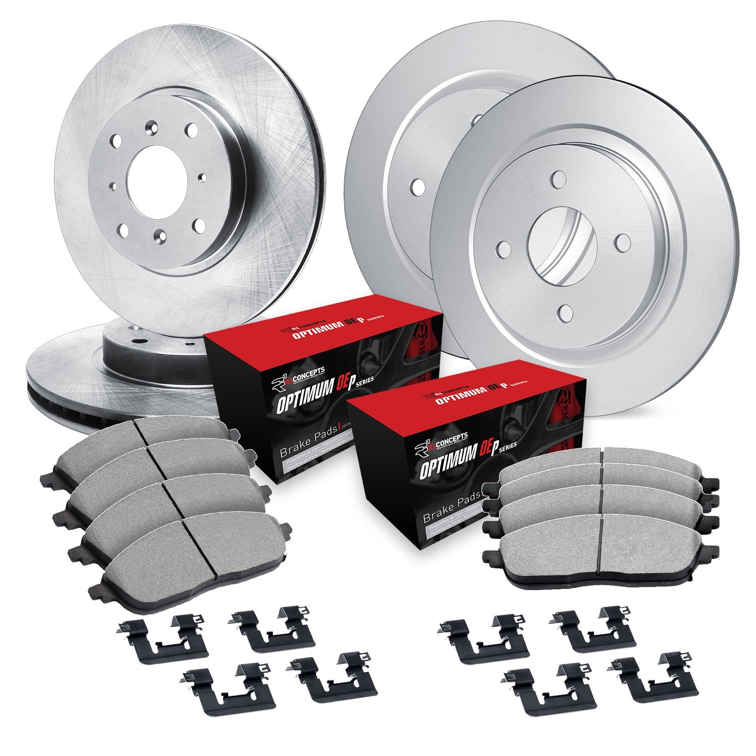 For Fiat 500 12-19 R1 Concepts WFUH2-07004 Front & Rear Brake Kit w Optimum Pads