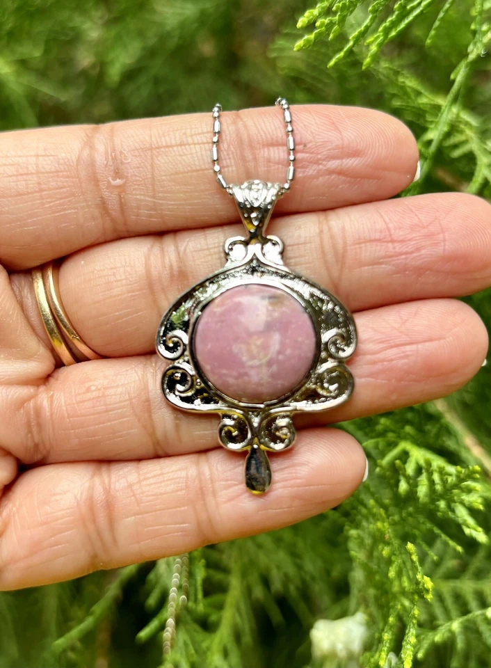 Белое золото заполненное родохрозит моды подвеска, медальон, бесплатный ассортимент цепи #1 - Изображение 2 из 4