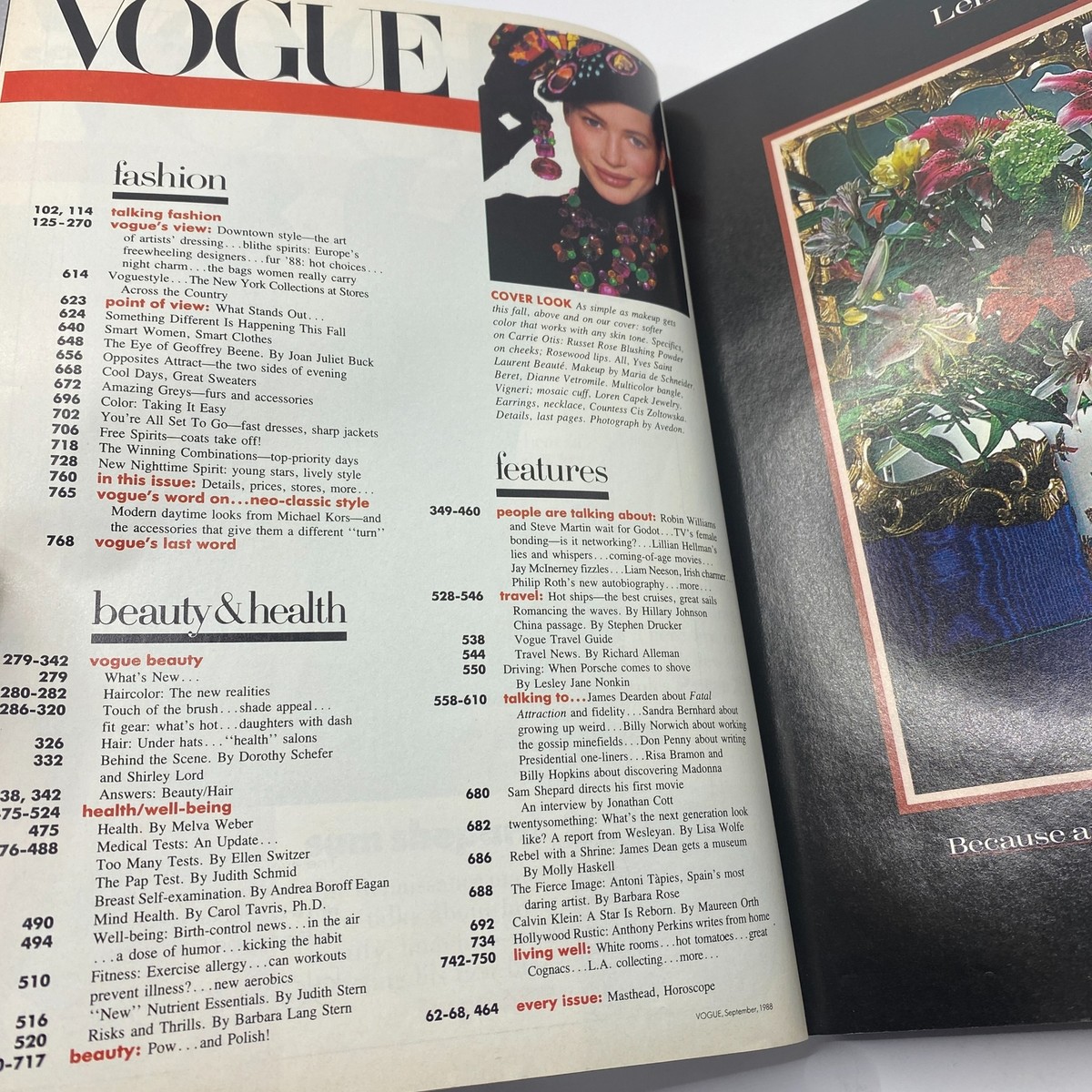 No.10【Moda in Pelle】1970, September , 洋書 VTG Vogue Magazine September 1988 Carré Otis by Richard