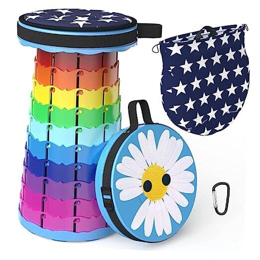 2024 Upgraded Telescoping Stool with Cushion,Portable Telescopic Daisy