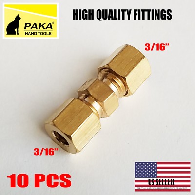 10 PC - 3/16  UNION COMPRESSION FITTINGS BRASS ( HIGH QUALITY)