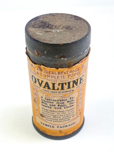 Vintage Antik Ovaltine Blech Laden Probe Original Etikett Kakao Schokolade Getränk