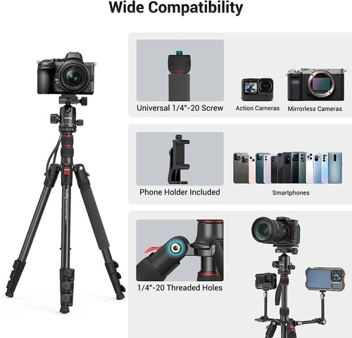 SmallRig 71" Kamerastativ & Einbeinstativ, 360° Kugelkopf abnehmbare Nutzlast 33 Pfund - Bild 7 von 10