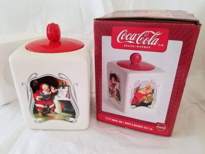 Coca Cola 75th Anniversary Christmas Cookie Snack Jar Ceramic 2006 NEW