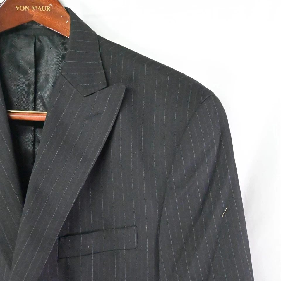 Blazer Traje Abrigo Deportivo Chaqueta Sean John 44L Negro Rayas Pico Solapa 2Btn Foto 2 de 4