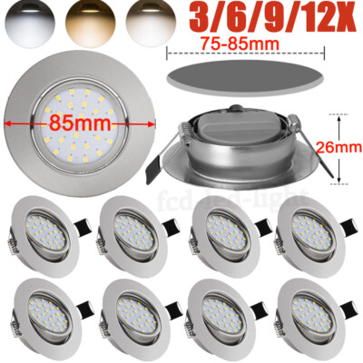 12X LED Einbaustrahler 5W Spot Set 230V Einbauleuchten Flach Rund Drehbar Lampe
