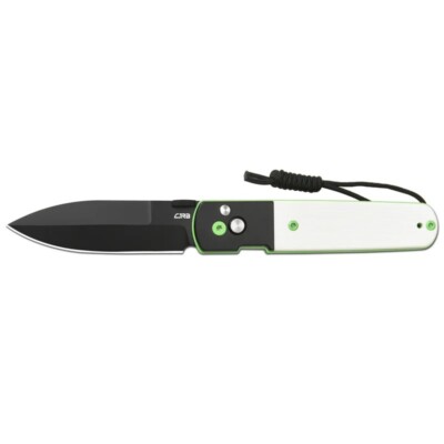 J1951BBW CJRB Locust White/Green Button Lock Folding Knife AR-RPM9 Spear Point B