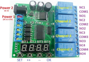 12V 4 Relay de canal de relais Shield Cycle de la carte Module de minuterie PLC Maison intelligente