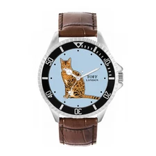 Toff London TLWL-9013 Mens Ginger Bengal Cat Watch