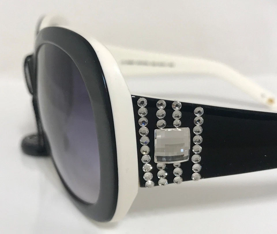 Gafas de sol redondas Jimmy Crystal blancas y negras, estilo # GL911 Foto 3 de 4