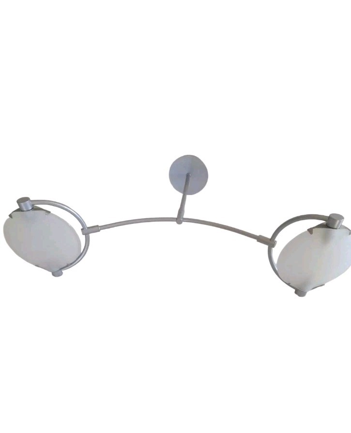 Lampadario Plafoniera Vintage Grigio e Vetro Satinato - Offerta 2 Luci