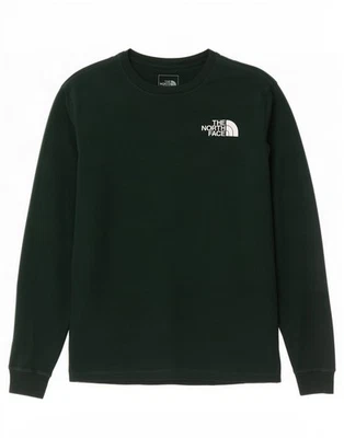 Top gráfico manga larga The North Face para hombre pequeño verde algodón DD07 - Imagen 1 de 3