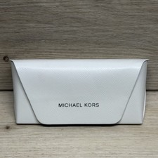 Michael Kors White Saffiano Style Hard Eyeglass Sunglasses Case Snap Closure