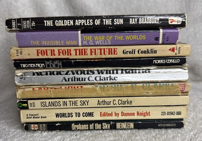 #ad #ad Science Fiction Vintage Paperback Lot Bradbury Wells Clarke Heinlein More $24.95