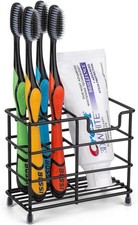 Toothbrush Holder for Bathrooms,Black Stainless Steel 5 Slot NEW