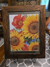 New Mated And Framed 3D Diamond Art Sunflower Picture