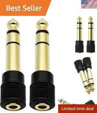 6.35mm to 3.5mm Stereo Adapter - Gold-Plated, 360-Degree Grip, 2-Pack