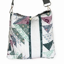 Handmade Vintage Heirloom Quilt Granny Market Upcycled Lined Crossbody Tote Bag