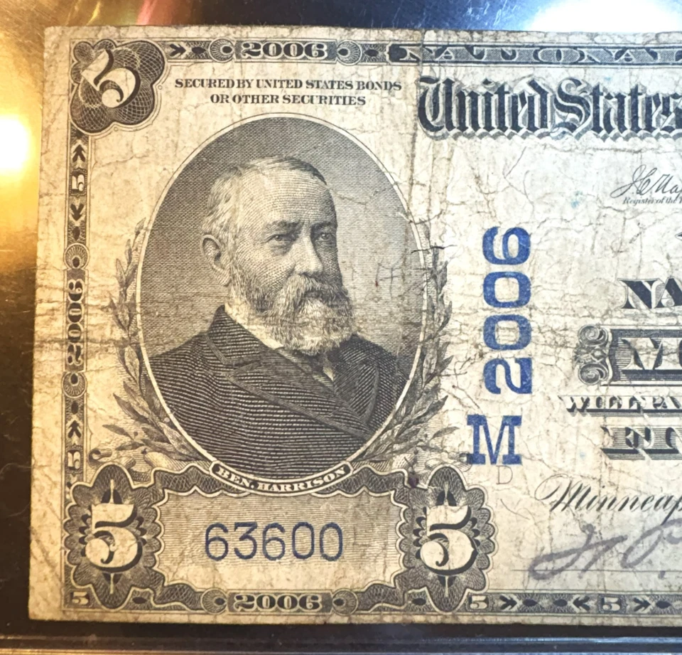 1902 $5 Minneapolis Northwest National Bank Note VG/F Date Back - Fr 594 M 2006 - Image 3 of 4