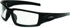 Uvex Hypershock Safety Glasses, Black Frame with Clear Lens & Hydroshield Anti-F