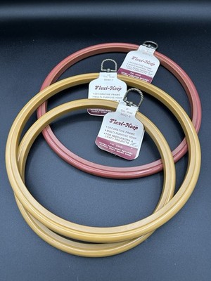 Vintage Flexi-hoop Craft Needlework Hoop Lot 2x 10  & 1 8 