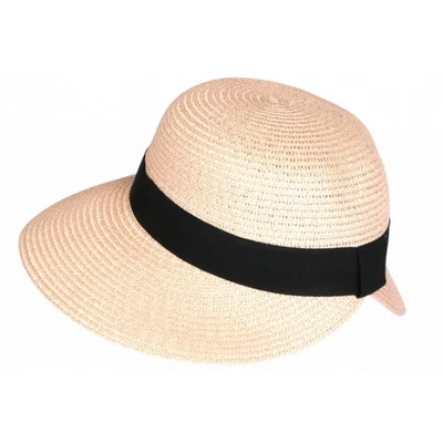 Chapeau Paille Femme Rose Large Bord Asymétrique Capeline Eté Protection Soleil - Photo 1/3