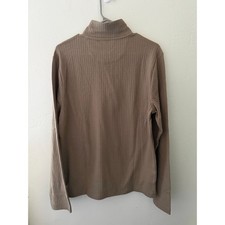 Perry Ellis Men  s Quarter Zip Waffle Knit Pullover Brown   Size M