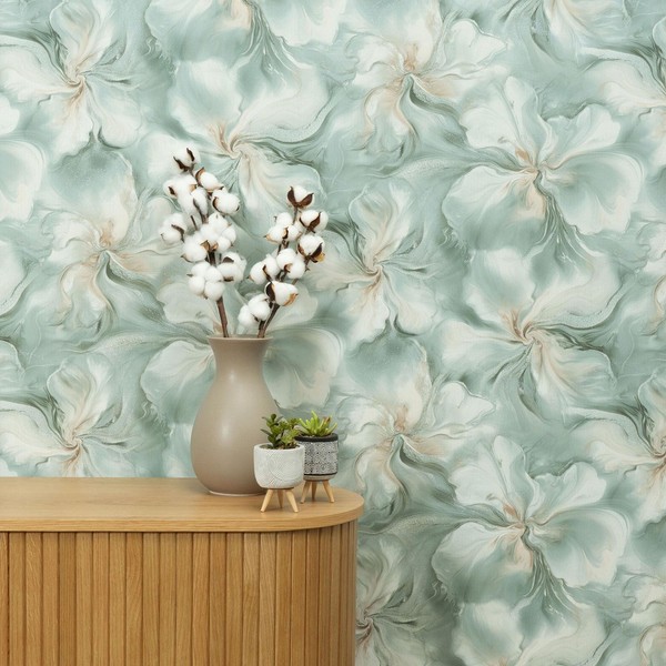 Vinyl Florales Tapete Erismann 10514-18 Aurora Marmoriert Blau-image