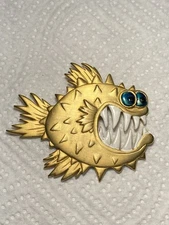 Fish Brooch Signed J.J. Blue Eyes/white Teeth Painted/enameled(?)